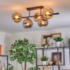 Ripoll ceiling light, globe light Amber, Smoke-coloured, 5-light sources