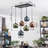 Koyoto hanging light, globe light, pendant light blue, green, coppery, 6-light sources