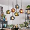 Koyoto hanging light, globe light, pendant light blue, green, coppery, 6-light sources