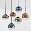 Koyoto hanging light, globe light, pendant light blue, green, clear, coppery, 6-light sources