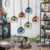 Koyoto hanging light, globe light, pendant light blue, green, clear, coppery, 6-light sources