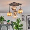 Ripoll ceiling light, globe light Amber, clear, Smoke-coloured, 5-light sources