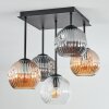 Ripoll ceiling light, globe light Amber, clear, Smoke-coloured, 5-light sources