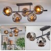 Ripoll ceiling light, globe light chrome, Smoke-coloured, 5-light sources