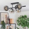 Ripoll ceiling light, globe light chrome, clear, Smoke-coloured, 5-light sources