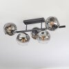 Ripoll ceiling light, globe light chrome, clear, Smoke-coloured, 5-light sources