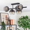 Koyoto ceiling light, globe light clear, Smoke-coloured, 5-light sources