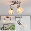 Saire ceiling light, ceiling spotlight chrome, matt nickel, 2-light sources
