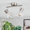 Saire ceiling light, ceiling spotlight chrome, matt nickel, 2-light sources