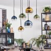 Koyoto hanging light, globe light, pendant light blue, gold, green, clear, 6-light sources