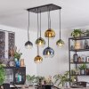Koyoto hanging light, globe light, pendant light blue, gold, green, clear, 6-light sources
