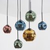 Ripoll hanging light, globe light, pendant light blue, gold, green, coppery, 6-light sources