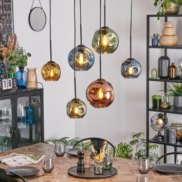 Ripoll hanging light, globe light, pendant light blue, gold, green, coppery, 6-light sources