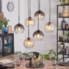 Koyoto hanging light, globe light, pendant light Amber, clear, Smoke-coloured, 6-light sources