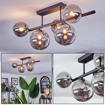 Chehalis ceiling light, globe light Smoke-coloured, 5-light sources