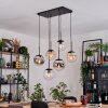 Gastor hanging light, globe light, pendant light Amber, chrome, clear, Smoke-coloured, 6-light sources