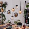 Gastor hanging light, globe light, pendant light Amber, clear, Smoke-coloured, 6-light sources