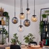 Gastor hanging light, globe light, pendant light Amber, clear, Smoke-coloured, 6-light sources