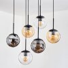 Gastor hanging light, globe light, pendant light Amber, clear, Smoke-coloured, 6-light sources