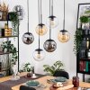 Gastor hanging light, globe light, pendant light Amber, clear, Smoke-coloured, 6-light sources