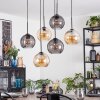 Koyoto hanging light, globe light, pendant light Amber, Smoke-coloured, 6-light sources