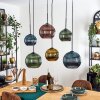 Koyoto hanging light, globe light, pendant light blue, gold, green, coppery, 6-light sources
