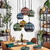 Koyoto hanging light, globe light, pendant light blue, gold, green, coppery, 6-light sources