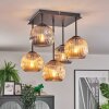 Ripoll ceiling light, globe light Amber, Smoke-coloured, 5-light sources