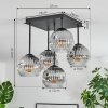 Ripoll ceiling light, globe light chrome, clear, Smoke-coloured, 5-light sources