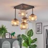 Ripoll ceiling light, globe light Amber, clear, Smoke-coloured, 5-light sources