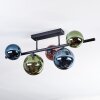 Chehalis ceiling light, globe light blue, green, coppery, 5-light sources