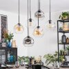 Ripoll hanging light, globe light, pendant light Amber, clear, Smoke-coloured, 6-light sources