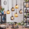 Ripoll hanging light, globe light, pendant light Amber, Smoke-coloured, 6-light sources