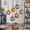 Ripoll hanging light, globe light, pendant light blue, gold, green, coppery, 6-light sources