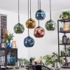 Ripoll hanging light, globe light, pendant light blue, gold, green, coppery, 6-light sources