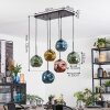 Ripoll hanging light, globe light, pendant light blue, gold, green, coppery, 6-light sources