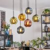 Ripoll hanging light, globe light, pendant light blue, gold, green, coppery, 6-light sources