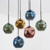 Ripoll hanging light, globe light, pendant light blue, gold, green, coppery, 6-light sources
