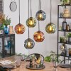 Ripoll hanging light, globe light, pendant light blue, green, coppery, 6-light sources