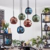 Ripoll hanging light, globe light, pendant light blue, green, coppery, 6-light sources