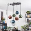 Ripoll hanging light, globe light, pendant light blue, green, coppery, 6-light sources