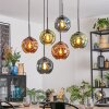 Ripoll hanging light, globe light, pendant light blue, green, coppery, 6-light sources