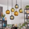 Ripoll hanging light, globe light, pendant light blue, gold, green, 6-light sources