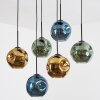 Ripoll hanging light, globe light, pendant light blue, gold, green, 6-light sources