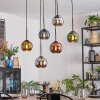 Koyoto hanging light, globe light, pendant light blue, chrome, gold, green, coppery, Smoke-coloured, 6-light sources
