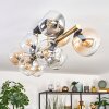 Koyoto ceiling light, globe light gold, black, 10-light sources