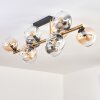 Koyoto ceiling light, globe light gold, black, 10-light sources