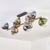 Gastor ceiling light, globe light gold, black, 10-light sources