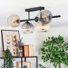 Koyoto ceiling light, globe light black, 5-light sources