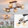 Koyoto ceiling light, globe light Amber, clear, Smoke-coloured, 6-light sources